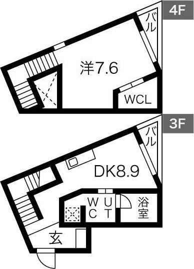 COULEURS62(1LDK/3階)の間取り写真