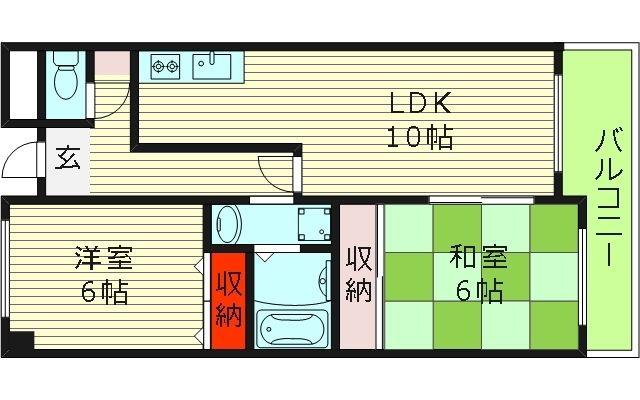 グランシャリオ成育(2LDK/6階)の間取り写真