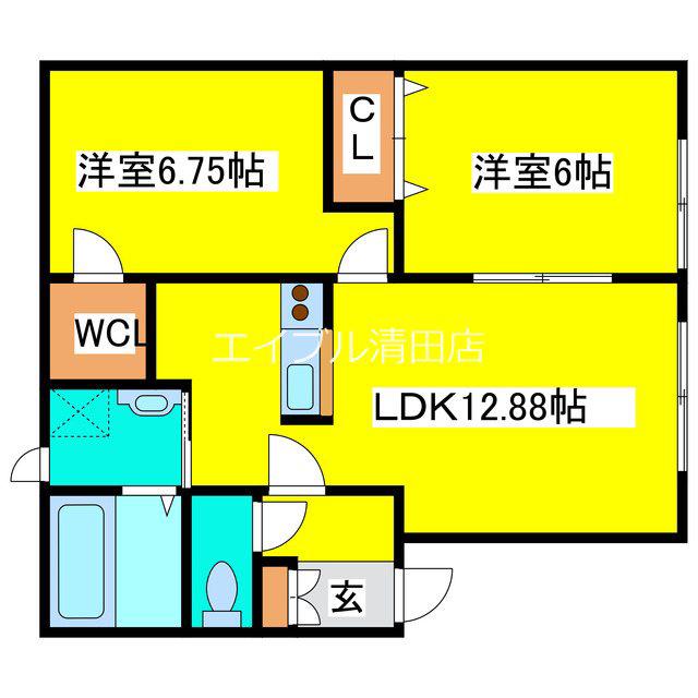 ベルスマート(2LDK/1階)の間取り写真