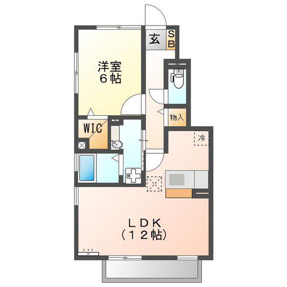 近鉄名古屋線 川越富洲原駅 徒歩23分 2階建 築13年(1LDK/1階)の間取り写真
