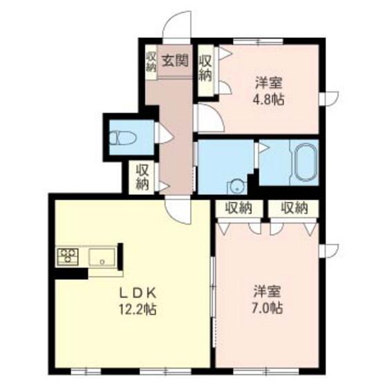 ボヌール・アン(2LDK/1階)の間取り写真