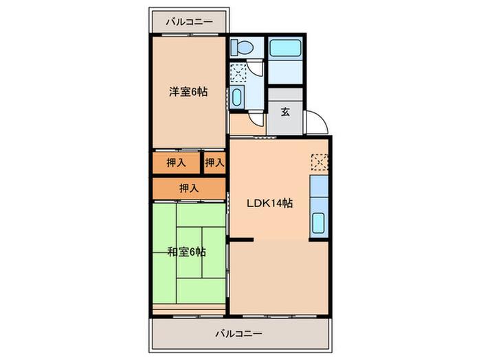 エミネント香椎(2LDK/3階)の間取り写真