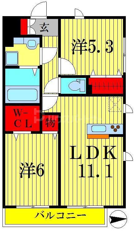 メゾン・ド・リアン(2LDK/3階)の間取り写真