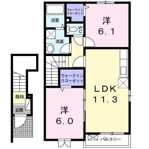 ガーデンハウス フリーデ(2LDK/2階)の間取り写真
