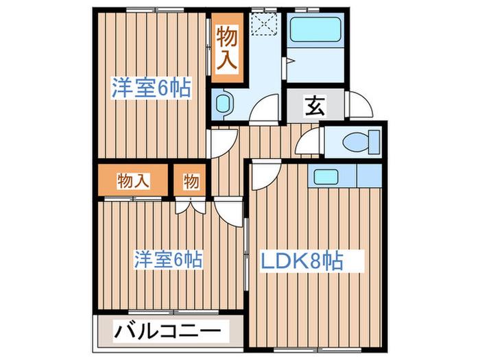 第3グランドールミウラM(2LDK/2階)の間取り写真