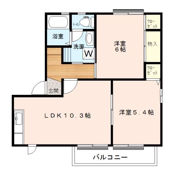 ハピネス21(2LDK/2階)の間取り写真