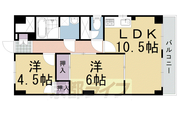 安井マンション(2LDK/3階)の間取り写真