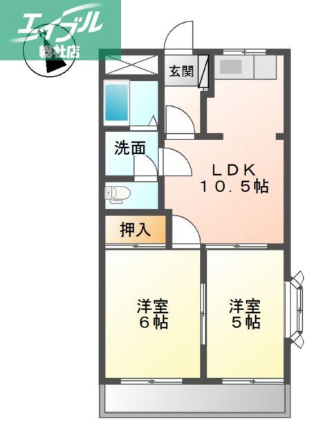 グランドハイム(2LDK/2階)の間取り写真