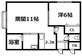 リーノB(1LDK/1階)の間取り写真