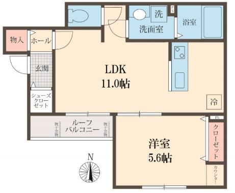 CHLORIS HILL(1LDK/2階)の間取り写真