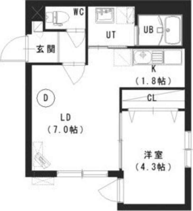 ウィン栄町(1LDK/4階)の間取り写真