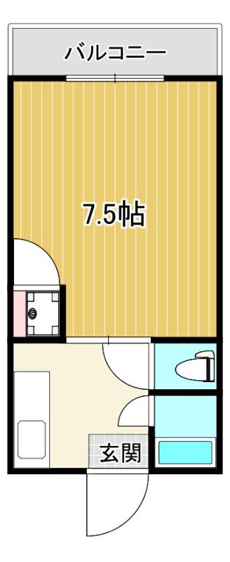 第21三共ハイツ(1K/1階)の間取り写真