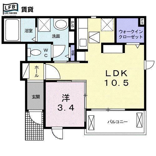 カーサ・グランデ(1LDK/1階)の間取り写真