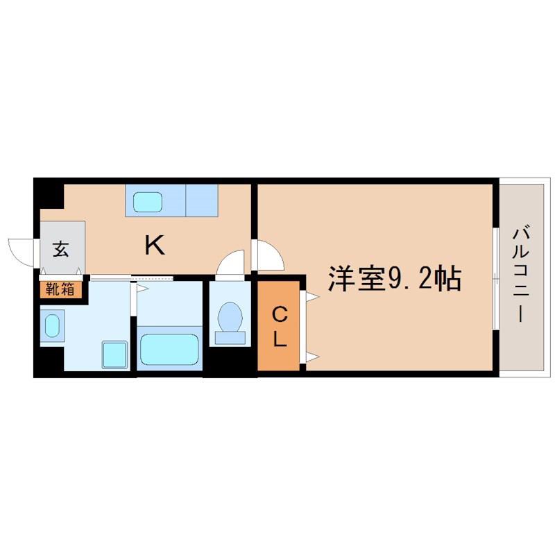 ネオフラッツ野洲(1K/2階)の間取り写真