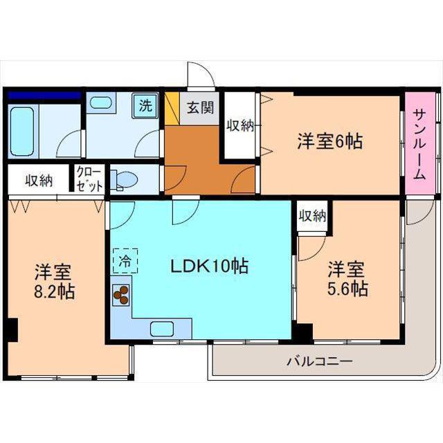 エミネンスコート八日市(3LDK/1階)の間取り写真