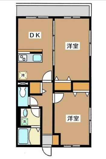 ツル―スワン(2DK/1階)の間取り写真