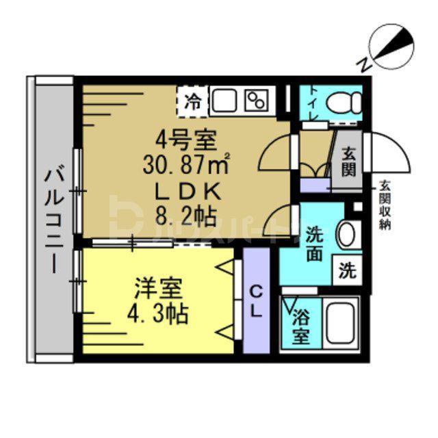 AJ稲毛(1LDK/2階)の間取り写真