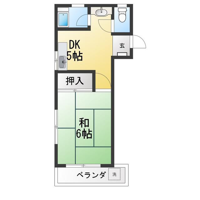 昌大ビル(1DK/2階)の間取り写真