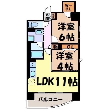 サンエスケーイワタ名城(2LDK/4階)の間取り写真