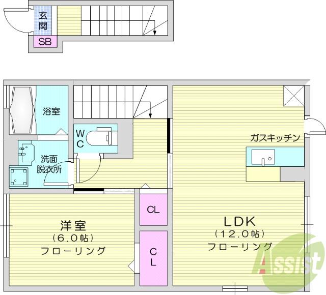 エクセルⅤ(1LDK/2階)の間取り写真