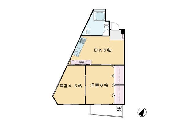 第一木村マンション(2DK/5階)の間取り写真