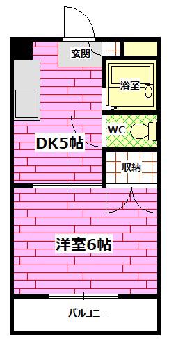 サンライズ鶴江A棟(1DK/1階)の間取り写真