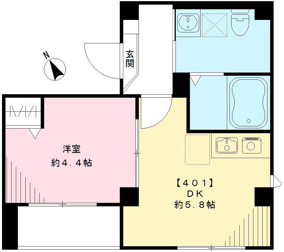 平井SKハイツ(1DK/4階)の間取り写真