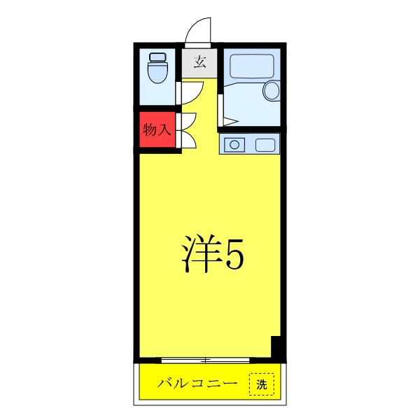 カスガヒルズ(ワンルーム/2階)の間取り写真