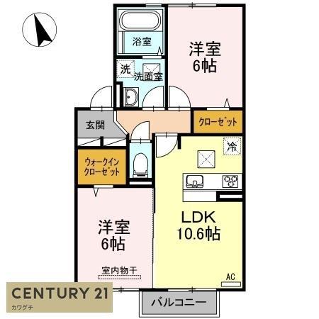 ルナソイア(2LDK/1階)の間取り写真