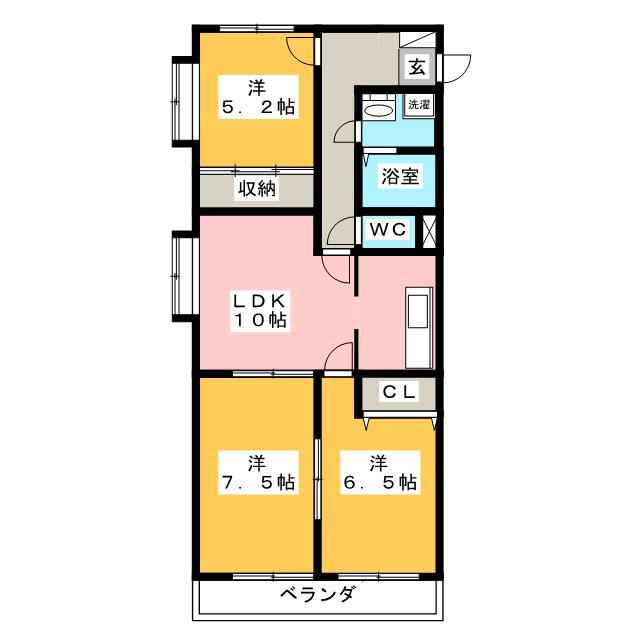 マンション88(3LDK/2階)の間取り写真