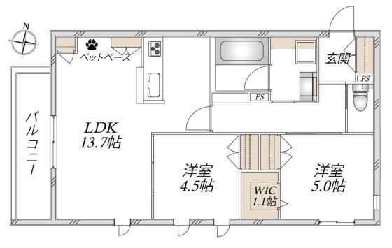 グラン レーヴ(2LDK/3階)の間取り写真