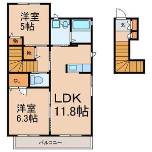 メゾンリバーアイランドA(2LDK/2階)の間取り写真