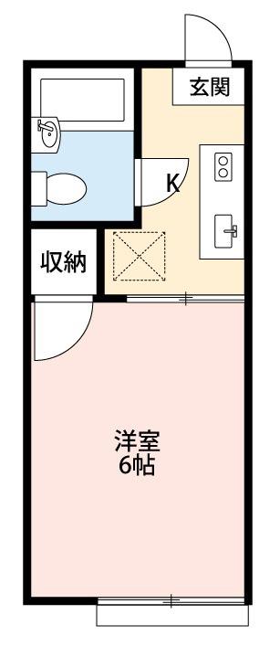 ハイム海神(1K/2階)の間取り写真
