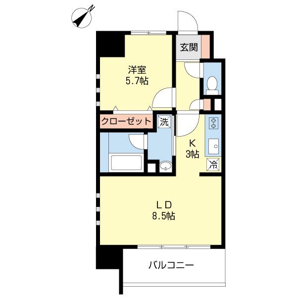 ADORATION(1LDK/2階)の間取り写真