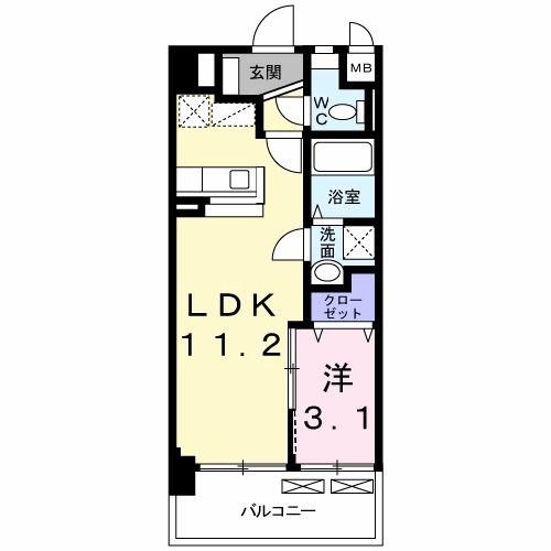 グローヴ・ガーデンE(1LDK/8階)の間取り写真