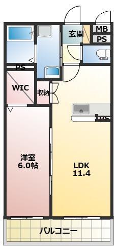 ラフィーネさつま(1LDK/2階)の間取り写真