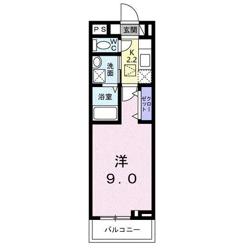 ラフレシール・ヴァン(1K/1階)の間取り写真