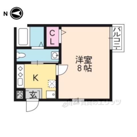 アークリード二条城北(1K/2階)の間取り写真