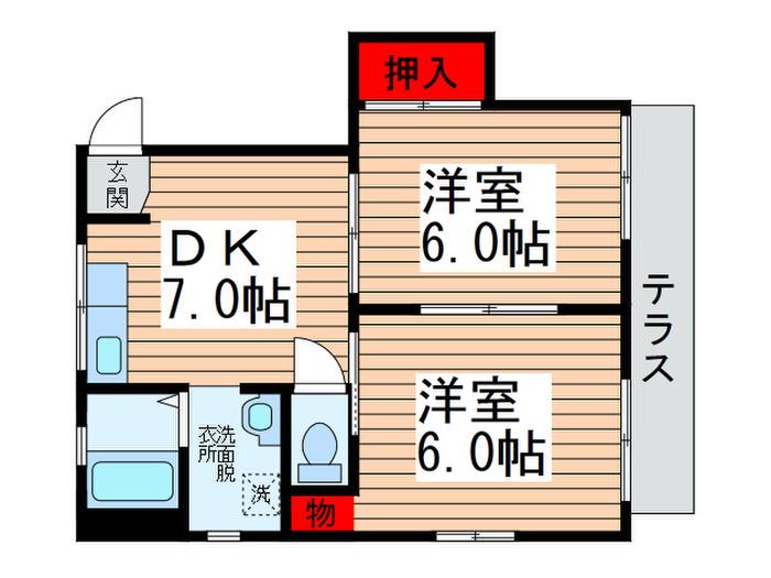 メゾンWADA(2DK/1階)の間取り写真