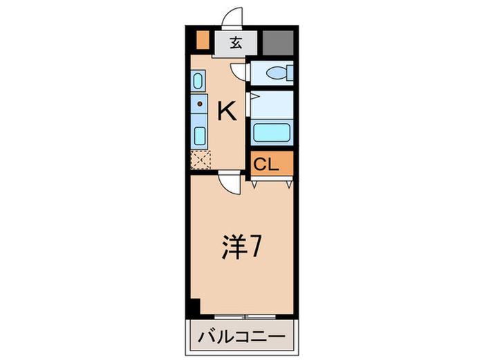 グランデ・アステール芦屋(1K/2階)の間取り写真
