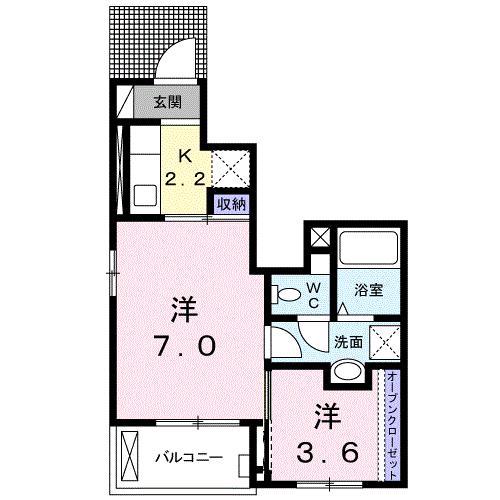 リヴェール コート(1LDK/1階)の間取り写真
