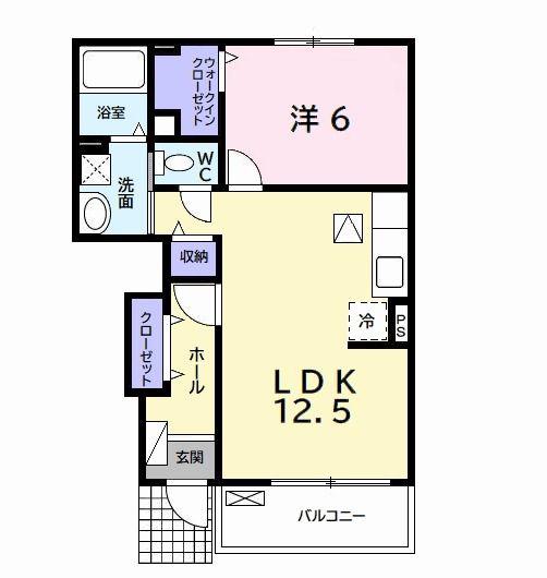 グランドステージA(1LDK/1階)の間取り写真