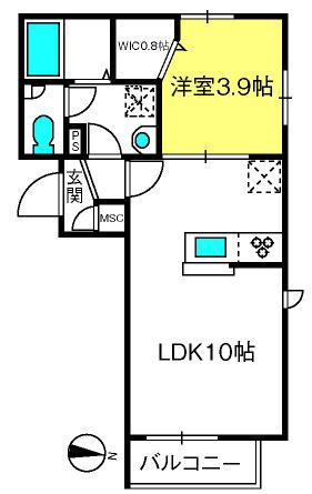 LAVENIR(1LDK/3階)の間取り写真
