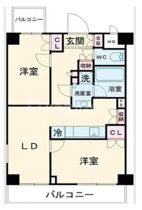 ルーブル東十条弍番館(2LDK/4階)の間取り写真