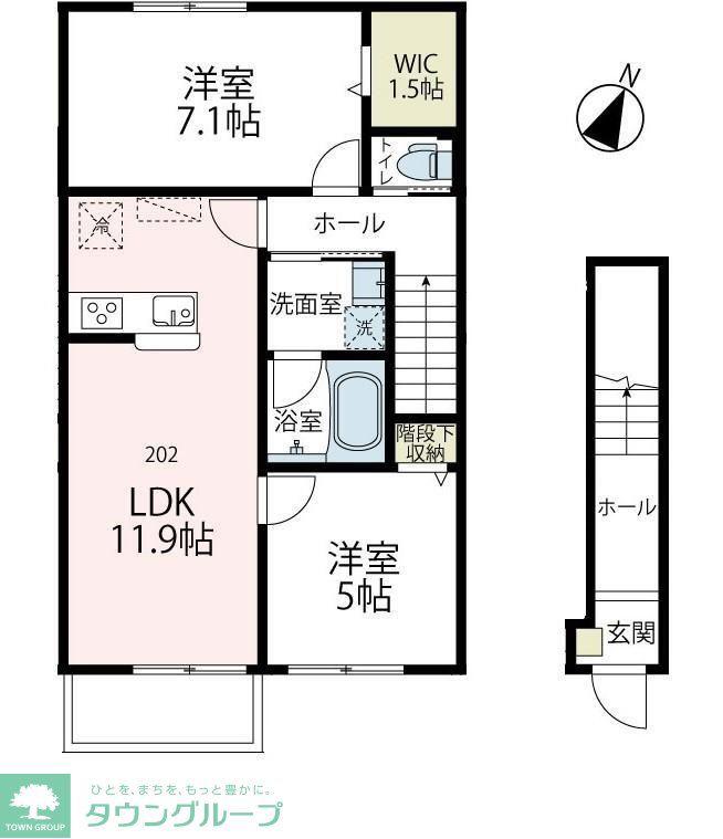 ノース CLAIREA(2LDK/2階)の間取り写真