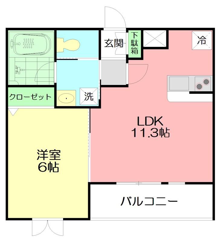 ジェンティール(1LDK/1階)の間取り写真