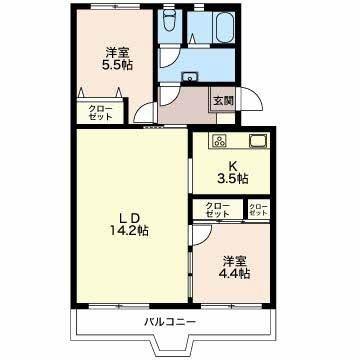 アルカディアマンション(2LDK/1階)の間取り写真