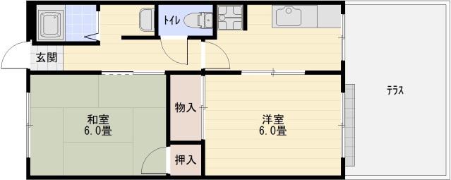 本町ガーデンハイツ(2K/1階)の間取り写真