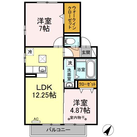 リヴェール(2LDK/1階)の間取り写真