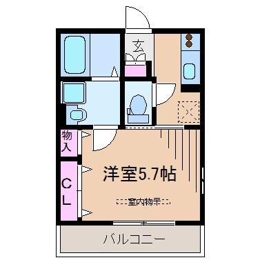 グランフィールズIII(1K/2階)の間取り写真